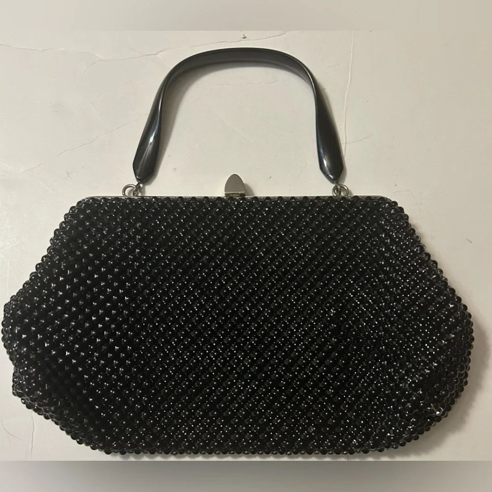Black beaded vintage purse